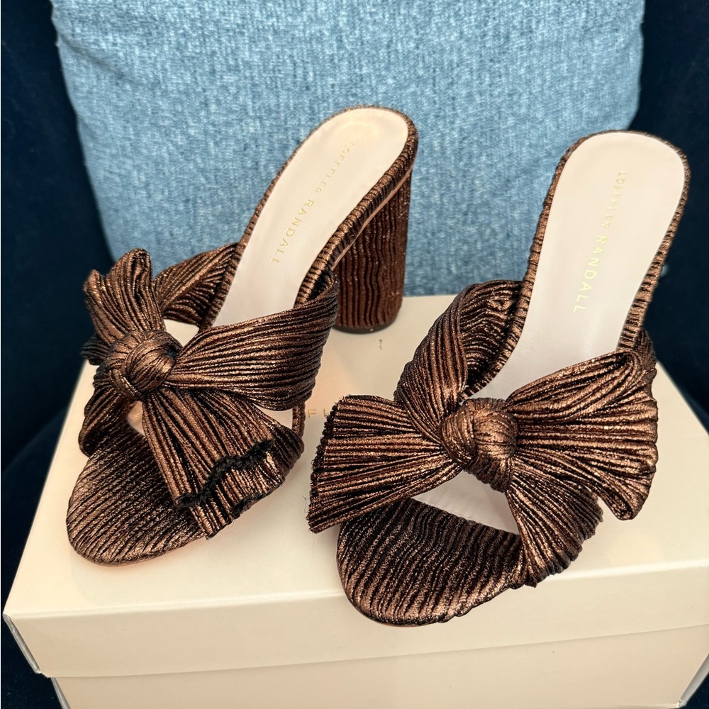 Loeffler Randall Women's Bronze Heeled Sandals size 7 (fits like 6.5)
